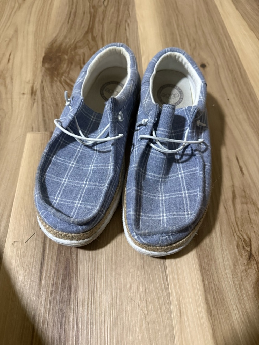 Blue Plaid women's hey dudes  Shoes